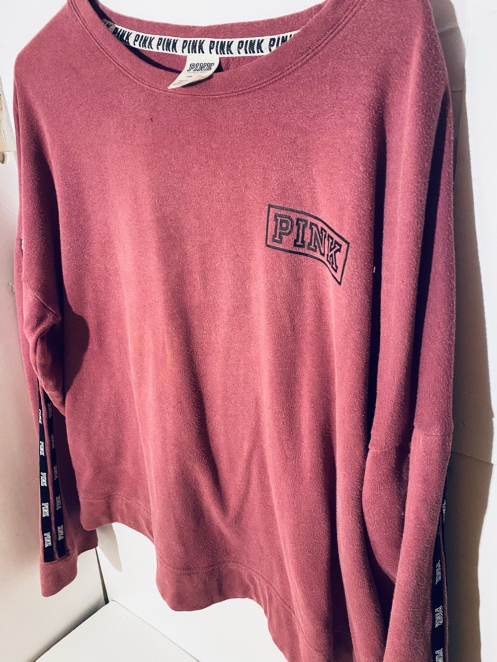 Victoria's Secret PINK Women's Maroon Crewneck Sweater